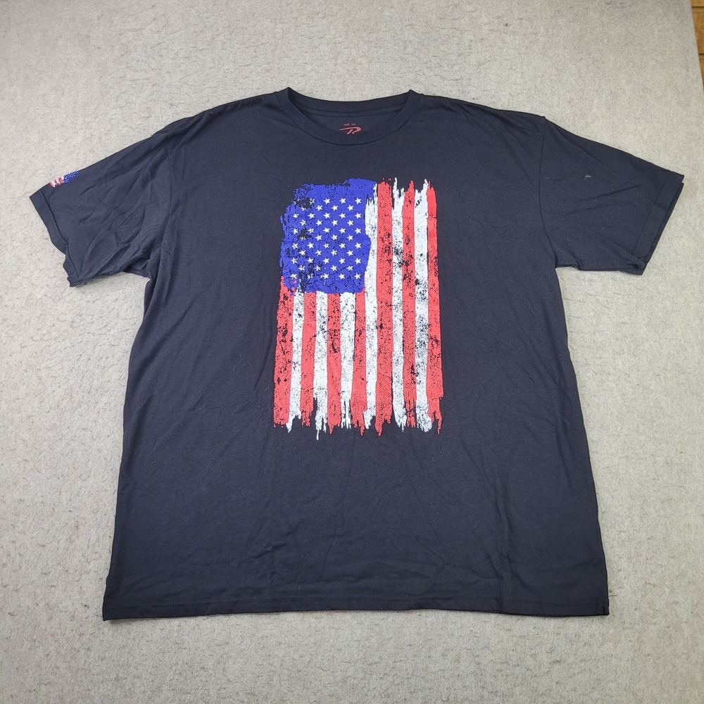 Rothco T Shirt Mens 3XL Black American Flag Short Sleeve Crew Neck Tactical